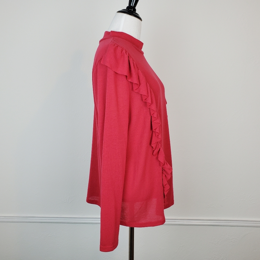 Eloquii Sweater Ruffle Knit Magenta Pink Purple Boho Spring Romantic Dramatic - Picture 8 of 10